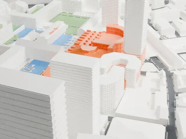 Barbican Centre model, East view