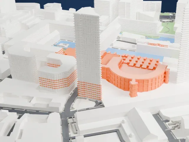Barbican Centre model, North view