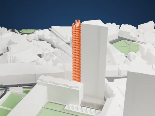 Barbican Estate model, East view