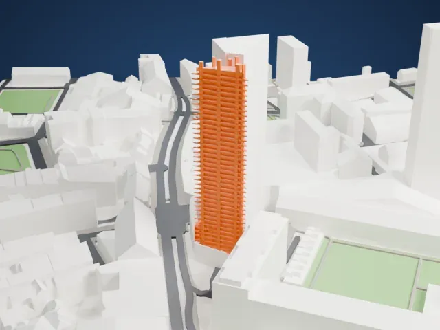 Barbican Estate model, South view