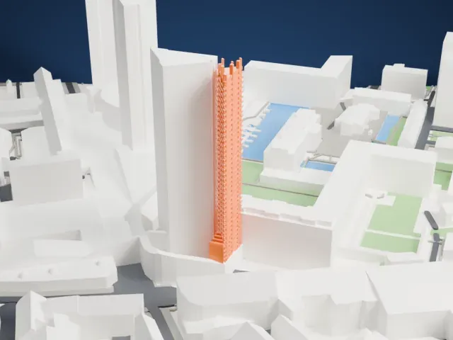 Barbican Estate model, West view
