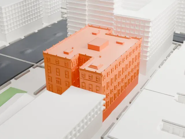 Barnard Hall model, North view