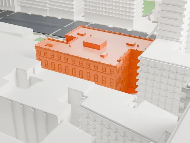 Barnard Hall model, West view