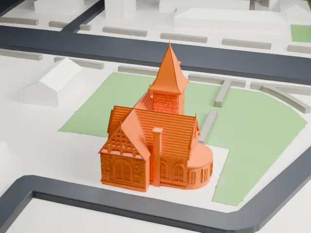 Barron Library model, East view