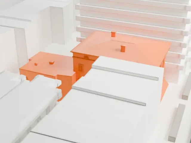 Barrow Mansion model, East view