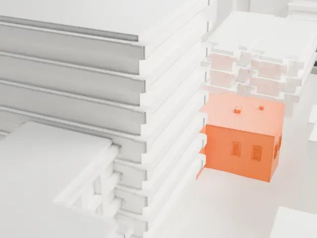 Barrow Mansion model, West view