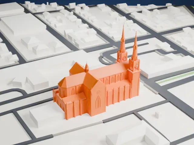 Basilica Cathedral of St. Cecilia model, East view