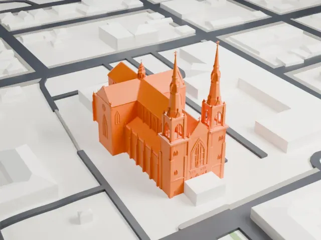 Basilica Cathedral of St. Cecilia model, North view
