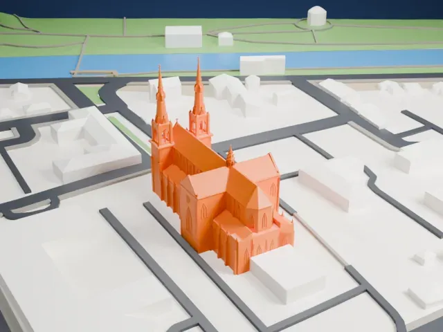 Basilica Cathedral of St. Cecilia model, South view