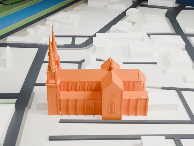 Basilica Cathedral of St. Cecilia model, West view