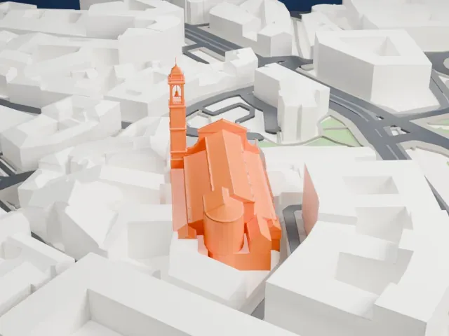 Basilica di Santo Stefano Maggiore model, East view