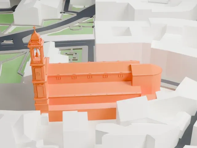Basilica di Santo Stefano Maggiore model, South view