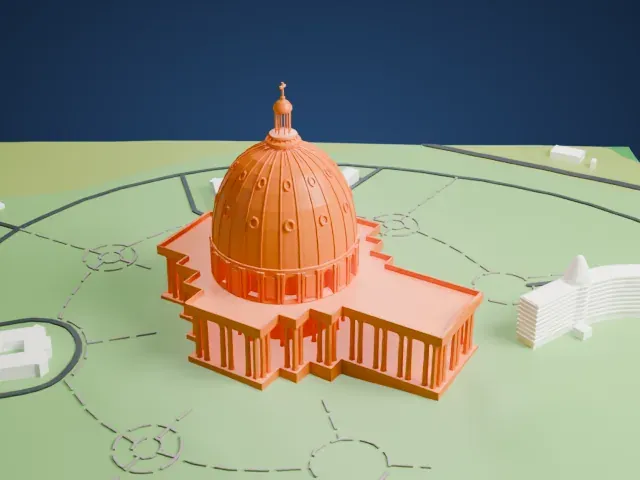 Basilica of Our Lady of Peace model, East view