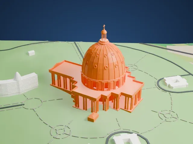 Basilica of Our Lady of Peace model, West view