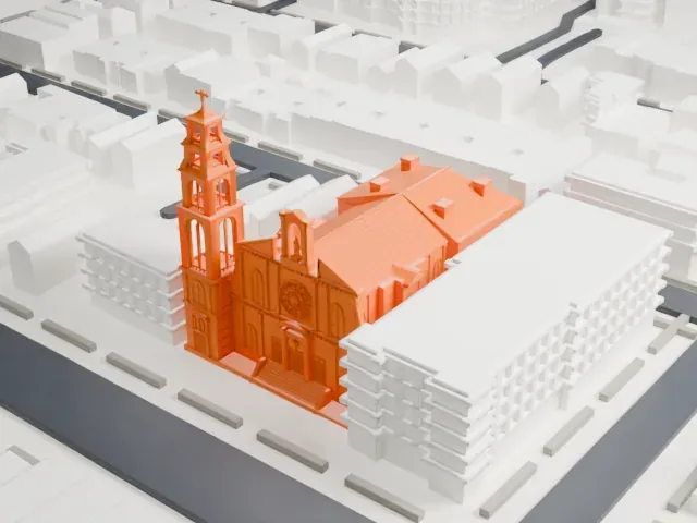 Basilica of Regina Pacis model, North view