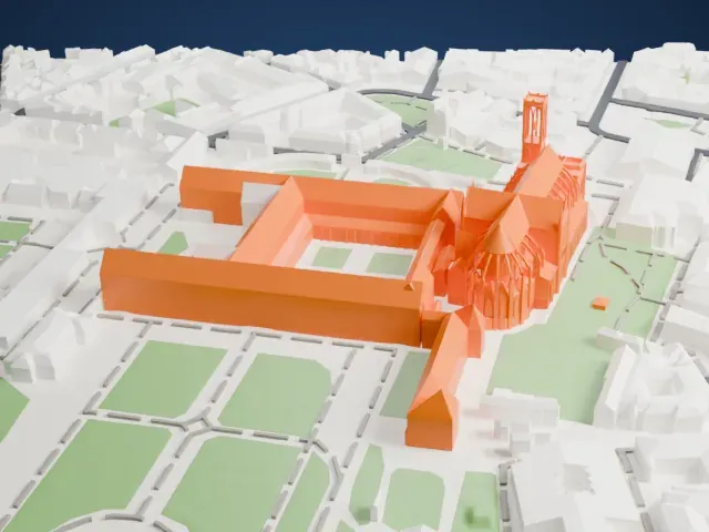 Basilica of Saint-Denis model, East view