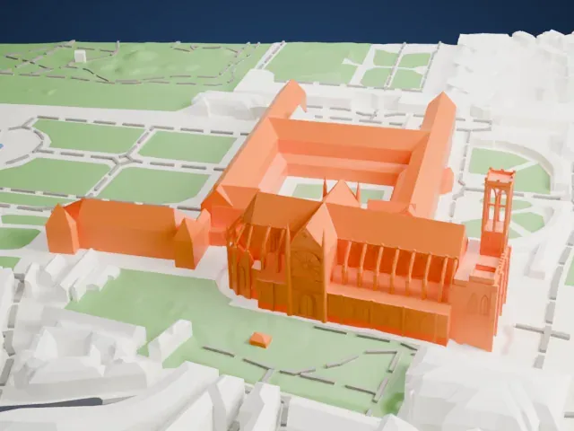 Basilica of Saint-Denis model, North view
