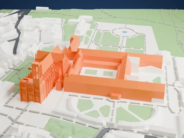 Basilica of Saint-Denis model, West view