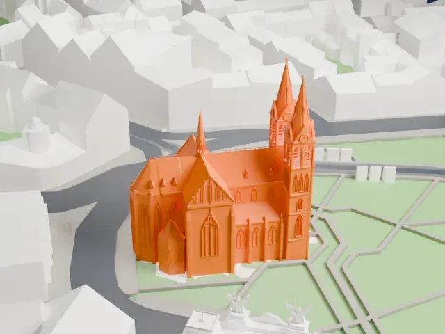 Basilica of St. Ludmila model, North view
