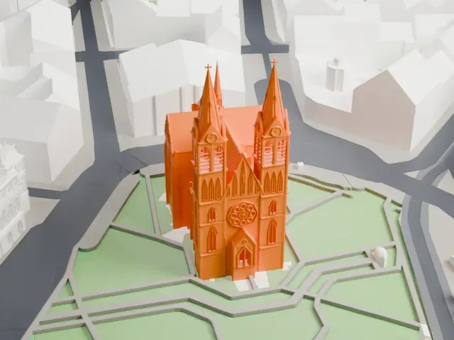 Basilica of St. Ludmila model, West view