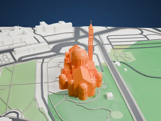 National Shrine of the Immaculate Conception model, North view