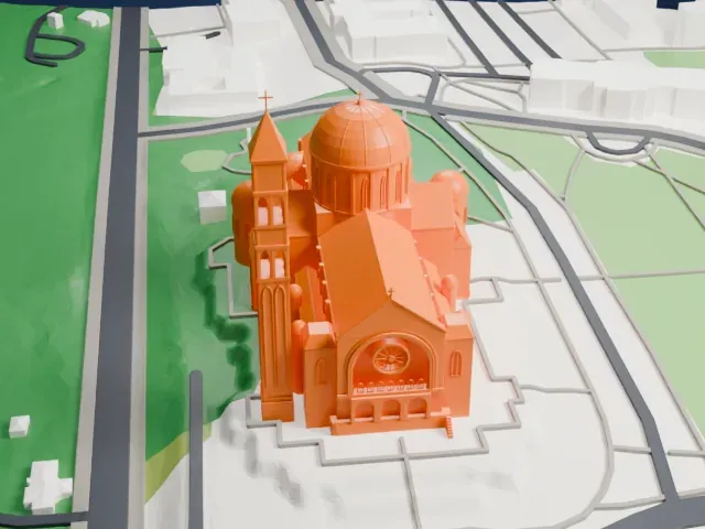 National Shrine of the Immaculate Conception model, South view