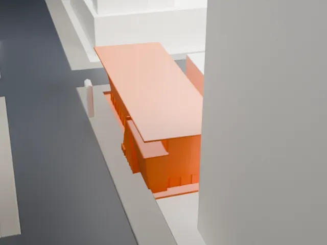 Bata Shoe Museum model, West view