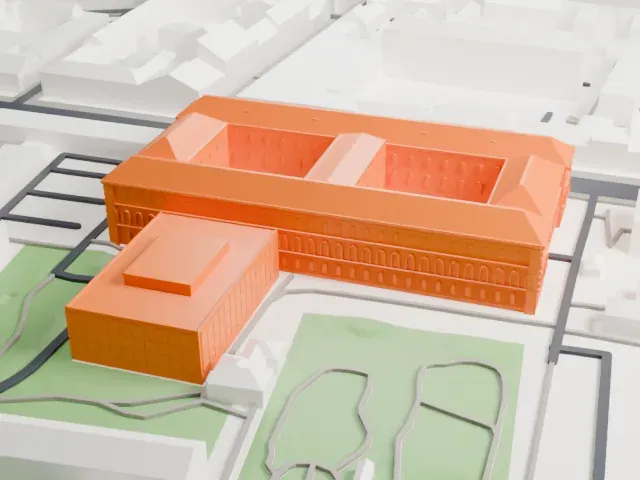 Bavarian State Library model, East view