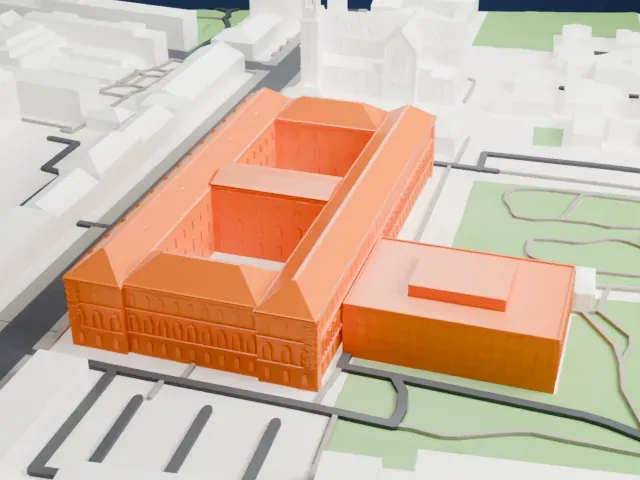 Bavarian State Library model, South view