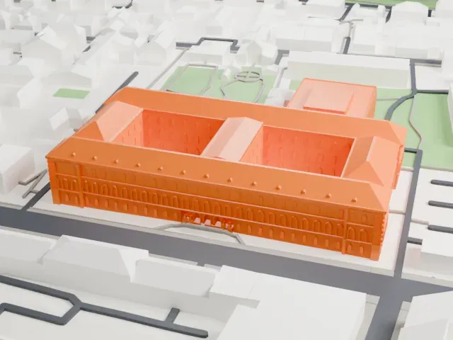 Bavarian State Library model, West view