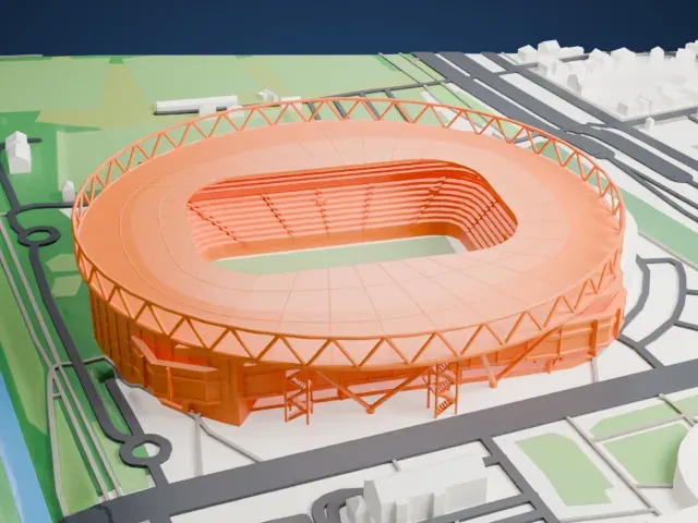 BayArena model, East view