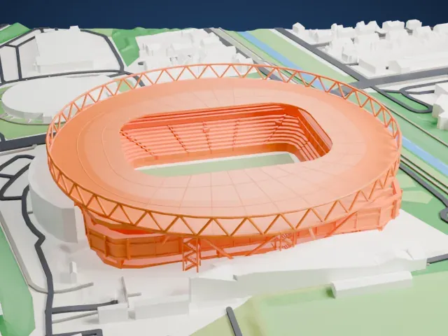 BayArena model, West view