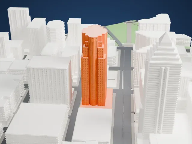 Bell Media Tower model, East view