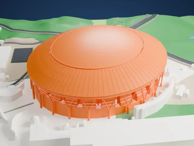 Belluna Dome model, West view