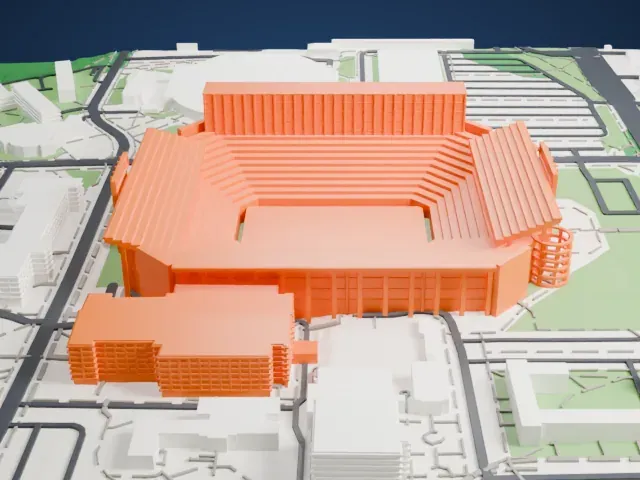 Ben Hill Griffin Stadium model, East view