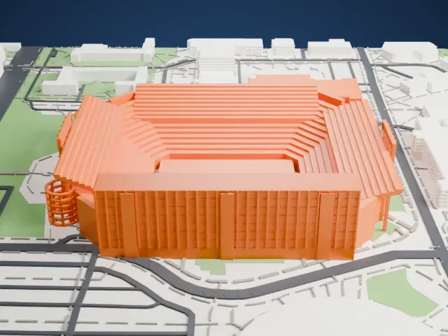 Ben Hill Griffin Stadium model, West view