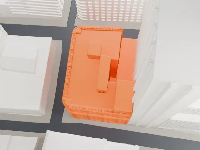 Bennett Building model, North view