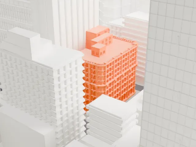 Bennett Building model, South view