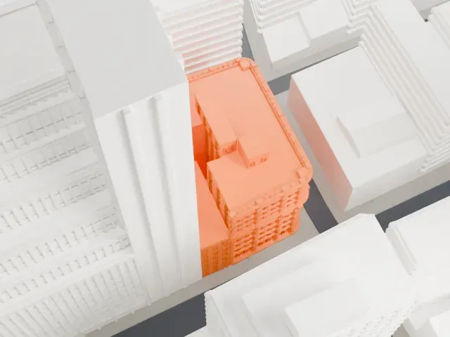 Bennett Building model, West view