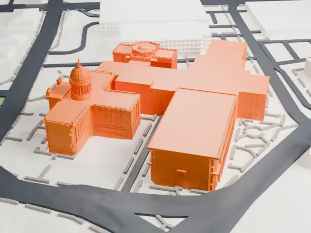 Bergen County Court House model, West view