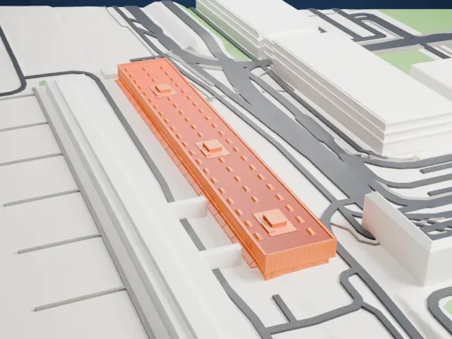 Berlin Brandenburg Airport Terminal 2 model, West view