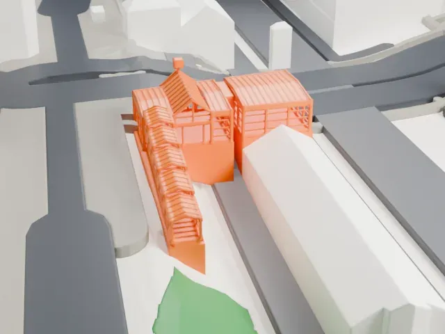 Berlin Hermannstraße station model, West view
