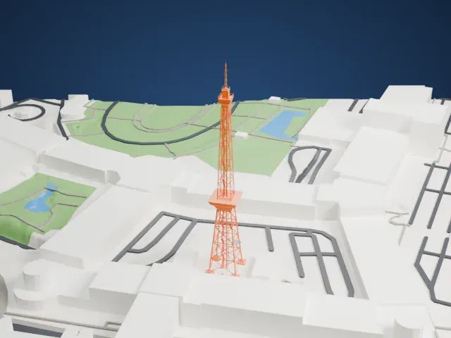 Berlin Radio Tower model, East view