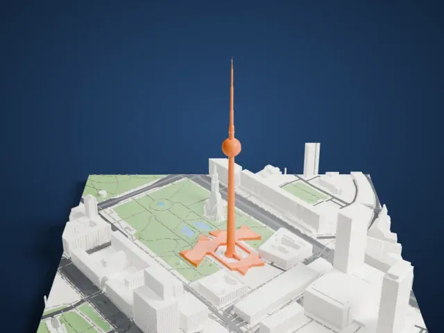 Berlin TV Tower model, East view