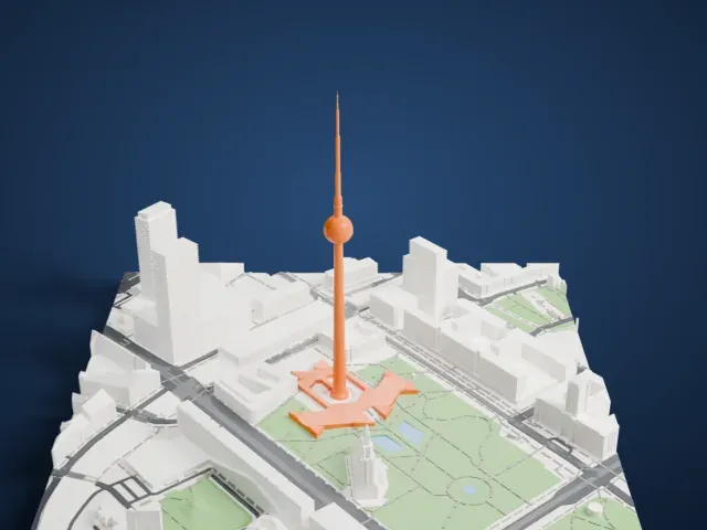 Berlin TV Tower model, West view