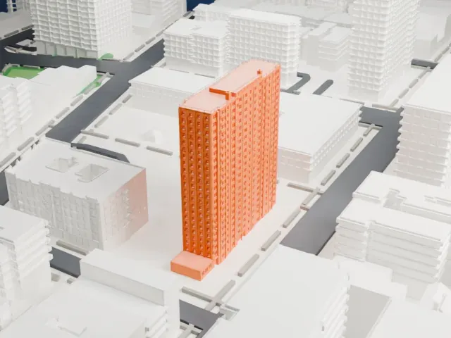 Bethune Gardens model, North view