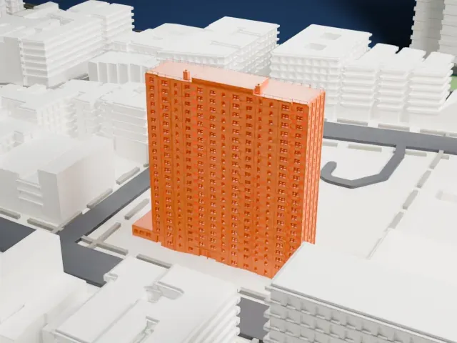 Bethune Gardens model, West view
