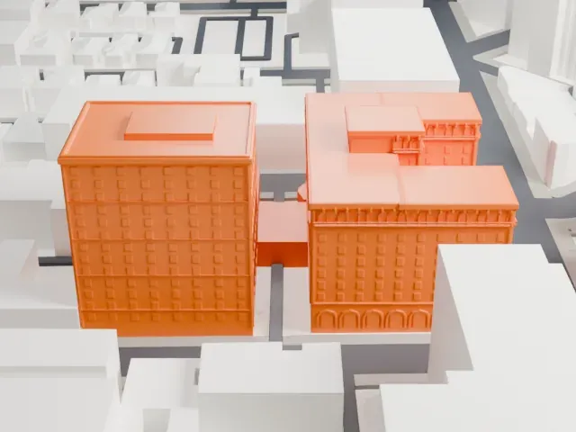 Beverly Wilshire Hotel model, East view