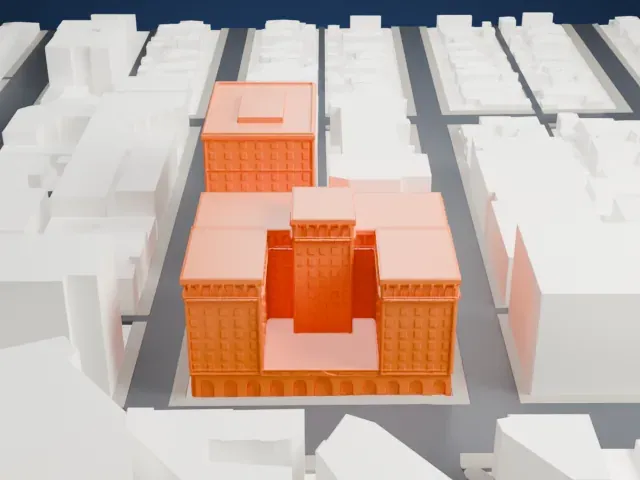 Beverly Wilshire Hotel model, North view