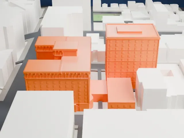 Beverly Wilshire Hotel model, West view